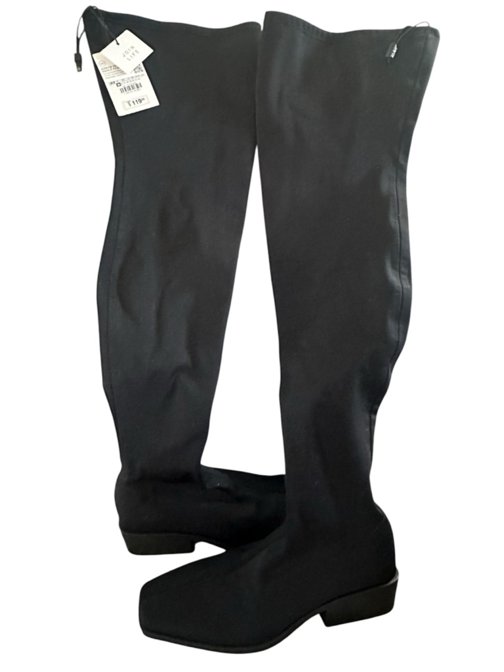 ZARA Thigh High Black Boots Stretch NWT Womens Size 5 MSRP $119 Airfit